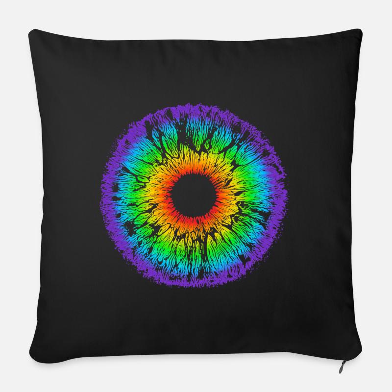 Regenbogen Auge, Iris, LGBT, Gay Pride, Mandala - Sofakissenbezug 45 x 45 cm - Schwarz