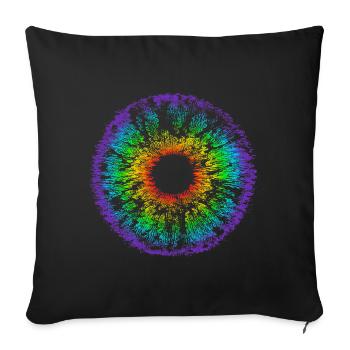 Rainbow Eye, Iris, LGBT, Gay Pride, Mandala - Sofa pillowcase 17,3'' x 17,3'' (45 x 45 cm) - black - Front