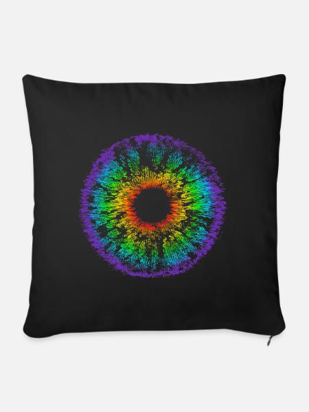 Regenbogen Auge, Iris, LGBT, Gay Pride, Mandala - Sofakissenbezug 45 x 45 cm - Schwarz