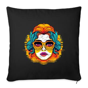 70s Head Music Funky Sunglasses Retro - Sofa pillowcase 17,3'' x 17,3'' (45 x 45 cm) - black - Front