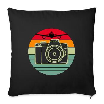 Aviation Spotter und Flugzeugfotograf Design - Sofakissenbezug 45 x 45 cm - Schwarz - Vorne