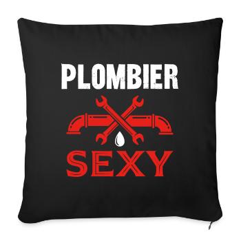 plombier sexy - Housse de coussin décorative 45 x 45 cm - noir - Devant