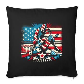 Wrestling - Sofa pillowcase 17,3'' x 17,3'' (45 x 45 cm) - black - Front