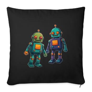 This is my robot shirt two cute little robots - Sofa pillowcase 17,3'' x 17,3'' (45 x 45 cm) - black - Front