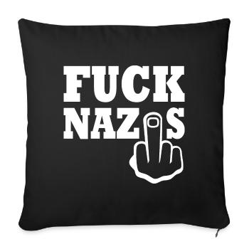 Fuck nazis - Housse de coussin décorative 45 x 45 cm - noir - Devant