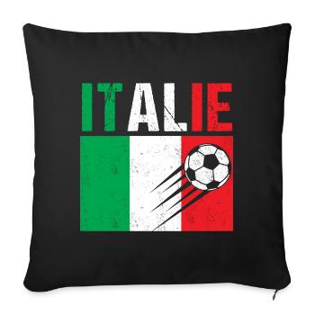 Drapeau Italie cadeau football foot italien - Housse de coussin décorative 45 x 45 cm - noir - Devant