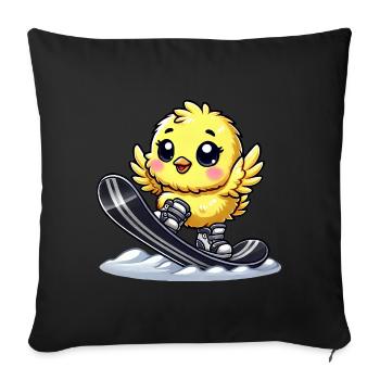 Cute Chicken Snowboard Cartoon Winter Sports - Sofa pillowcase 17,3'' x 17,3'' (45 x 45 cm) - black - Front