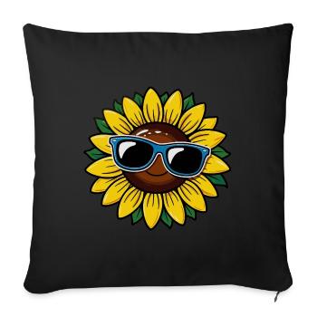 Sonnenblume Sonnenbrille- Sommerliches Blumenmotiv - Sofakissenbezug 45 x 45 cm - Schwarz - Vorne