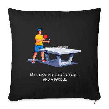 My Happy Place has a Table - Sofa pillowcase 17,3'' x 17,3'' (45 x 45 cm) - black - Front