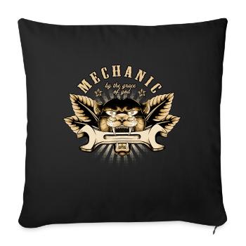 Badge mécanicien - Housse de coussin décorative 45 x 45 cm - noir - Devant