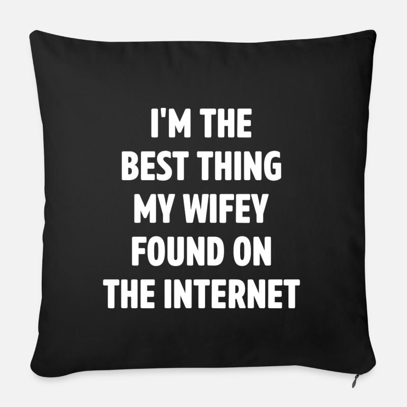 Couple qui s’est rencontré en ligne Mari Ehefra - Housse de coussin décorative 45 x 45 cm - noir