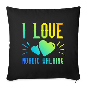 I love Nordic Walking - Sofa pillowcase 17,3'' x 17,3'' (45 x 45 cm) - black - Front