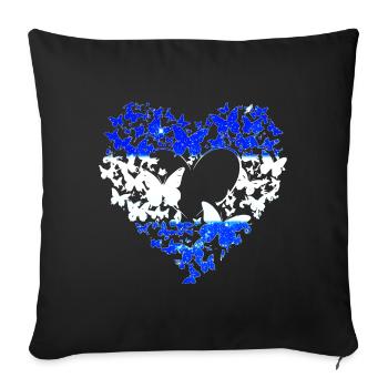 Heart, Butterflies, I stand with Israel, Flag - Sofa pillowcase 17,3'' x 17,3'' (45 x 45 cm) - black - Front
