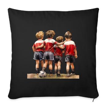 Four friends playing football - Sofa pillowcase 17,3'' x 17,3'' (45 x 45 cm) - black - Front