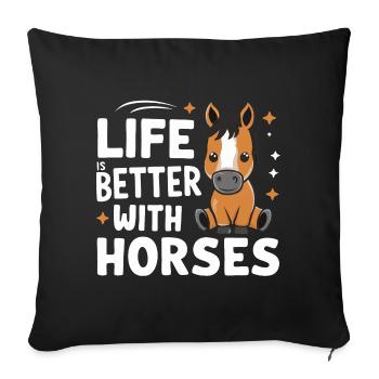 Horse Horse Riding Horse Riding Jumping - Sofa pillowcase 17,3'' x 17,3'' (45 x 45 cm) - black - Front