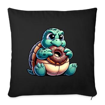 Süße mollige Schildkröte Donut Cartoon - Sofakissenbezug 45 x 45 cm - Schwarz - Vorne