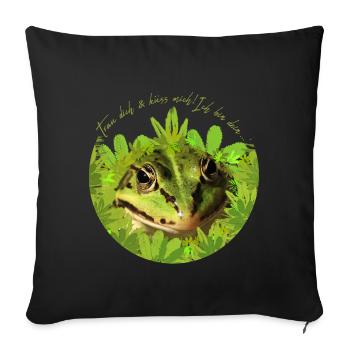 Grenouille Prince Roi Embrasse-Moi - Housse de coussin décorative 45 x 45 cm - noir - Devant
