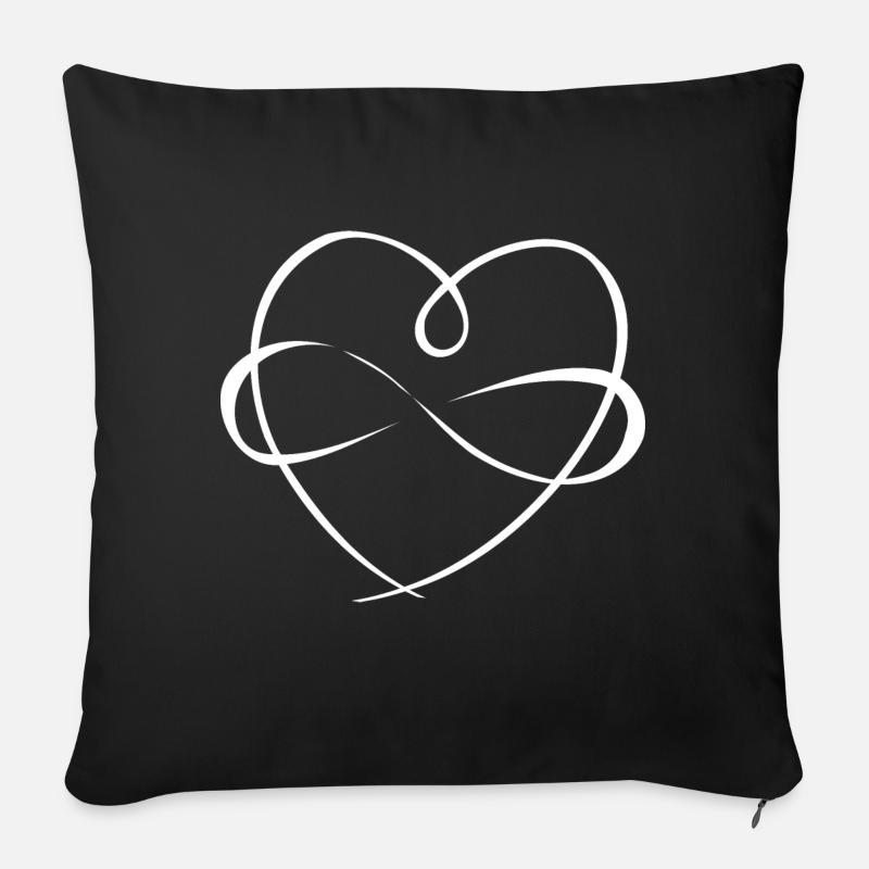Herz mit Infinity Unendlichkeits Symbol Zeichnung - Sofakissenbezug 45 x 45 cm - Schwarz