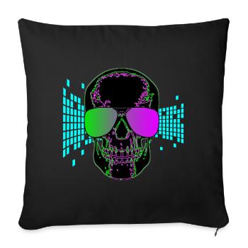 Crâne disco fête crâne 3d - Housse de coussin décorative 45 x 45 cm - noir - Devant