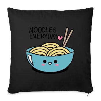 Noodles every day - sweet and kawaii noodles - Sofa pillowcase 17,3'' x 17,3'' (45 x 45 cm) - black - Front