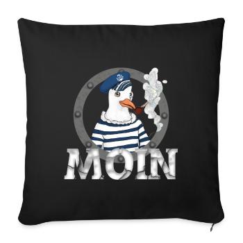 Moin Möwe T-Shirt - Sofakissenbezug 45 x 45 cm - Schwarz - Vorne