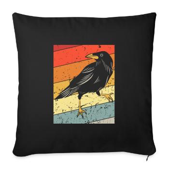 Crow raven retro vintage distressed - Sofa pillowcase 17,3'' x 17,3'' (45 x 45 cm) - black - Front