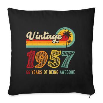 Vintage 1957, Cadeau D'anniversaire 66 Ans - Housse de coussin décorative 45 x 45 cm - noir - Devant
