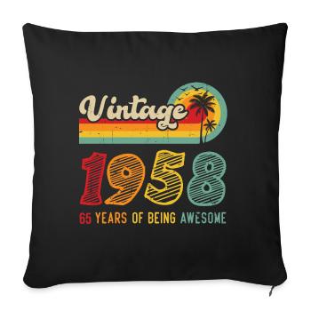 Vintage 1958, Cadeau D'anniversaire 65 Ans - Housse de coussin décorative 45 x 45 cm - noir - Devant