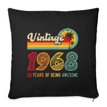 Vintage 1968, Cadeau D'anniversaire 55 Ans - Housse de coussin décorative 45 x 45 cm - noir - Devant