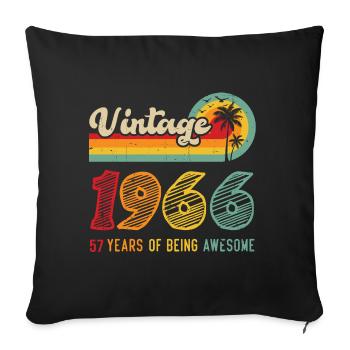 Vintage 1966, Cadeau D'anniversaire 57 Ans - Housse de coussin décorative 45 x 45 cm - noir - Devant