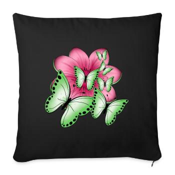 Butterflies Flower - Sofa pillowcase 17,3'' x 17,3'' (45 x 45 cm) - black - Front