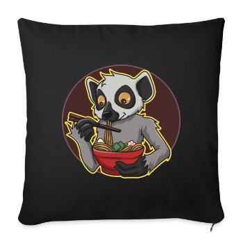 Ramen lémurien - Housse de coussin décorative 45 x 45 cm - noir - Devant
