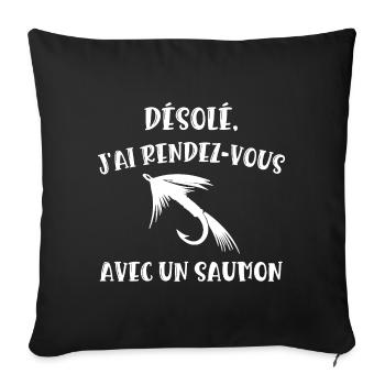rendez-vous avec un saumon - Housse de coussin décorative 45 x 45 cm - noir - Devant