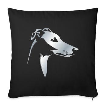 Greyhound Greyhound, Dog Head, Silver Drawing - Sofa pillowcase 17,3'' x 17,3'' (45 x 45 cm) - black - Front