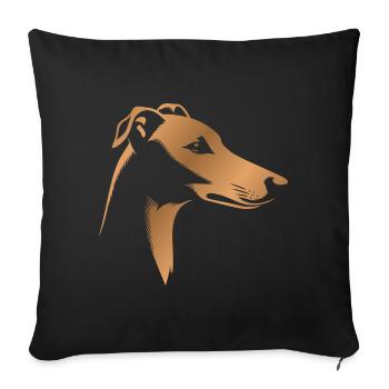 Greyhound greyhound, dog head, drawing bronze - Sofa pillowcase 17,3'' x 17,3'' (45 x 45 cm) - black - Front