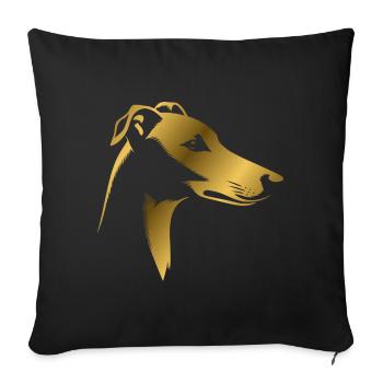 Greyhound greyhound, dog head, drawing gold - Sofa pillowcase 17,3'' x 17,3'' (45 x 45 cm) - black - Front