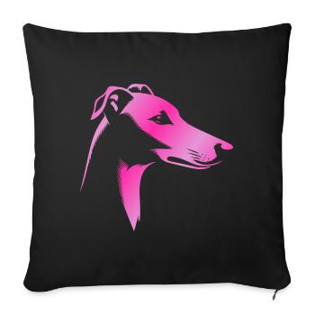 Greyhound greyhound, dog head, pink drawing - Sofa pillowcase 17,3'' x 17,3'' (45 x 45 cm) - black - Front