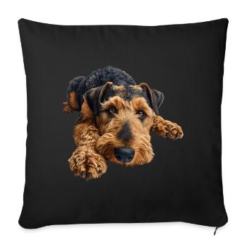 Airedale Terrier - Housse de coussin décorative 45 x 45 cm - noir - Devant