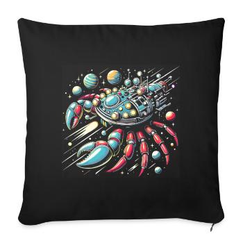 Raumschiff Krabbe buntes Fantasieraumschiff - Sofakissenbezug 45 x 45 cm - Schwarz - Vorne
