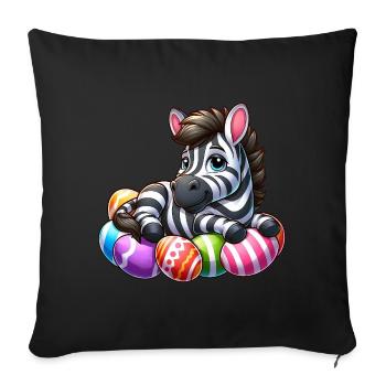 Süßes Zebra Osterei Cartoon Ostern - Sofakissenbezug 45 x 45 cm - Schwarz - Vorne