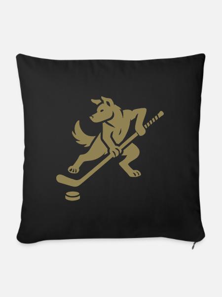 Husky Silhouette Eishockey Minimalistisches Design - Sofakissenbezug 45 x 45 cm - Schwarz