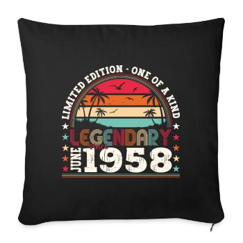 Légende Juin 1958 64ème Anniversaire Cadeau Hommes - Housse de coussin décorative 45 x 45 cm - noir - Devant