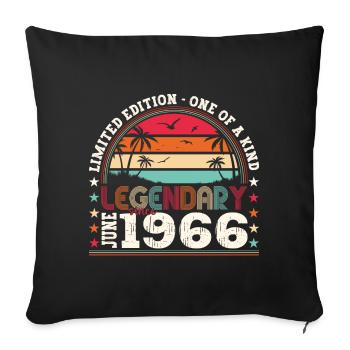 Légende Juin 1966 56ème Anniversaire Cadeau Hommes - Housse de coussin décorative 45 x 45 cm - noir - Devant