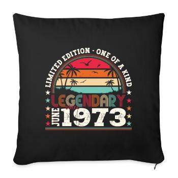 Légende juin 1973 49e anniversaire cadeau messieurs - Housse de coussin décorative 45 x 45 cm - noir - Devant