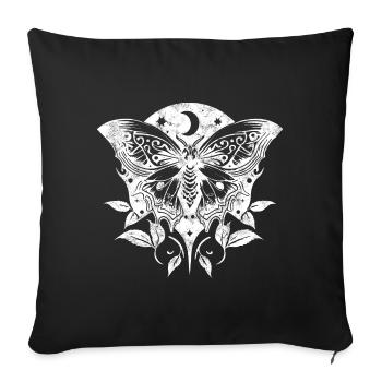 Moth, Moth, Moon, Vines, Gothic, Wicca - Sofa pillowcase 17,3'' x 17,3'' (45 x 45 cm) - black - Front