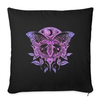 Moth, Moth, Moon, Vines, Gothic, Wicca - Sofa pillowcase 17,3'' x 17,3'' (45 x 45 cm) - black - Front