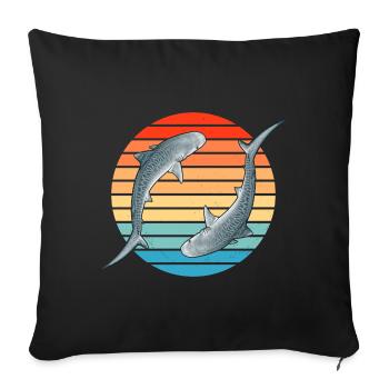 Tiger Shark Retro Sunset - Sofa pillowcase 17,3'' x 17,3'' (45 x 45 cm) - black - Front
