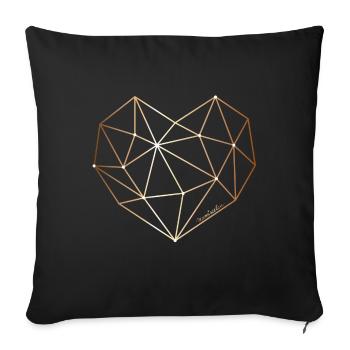 Heart in diamond, diamond heart - Sofa pillowcase 17,3'' x 17,3'' (45 x 45 cm) - black - Front