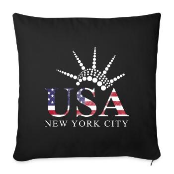 Drapeau des États-Unis Drapeau de New York Statue de la Liberté Cadeau - Housse de coussin décorative 45 x 45 cm - noir - Devant