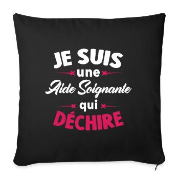Je Suis Une Aide Soignante Qui Déchire - Housse de coussin décorative 45 x 45 cm - noir - Devant